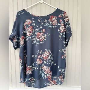 Maurices Blue Gray Floral Print Blouse